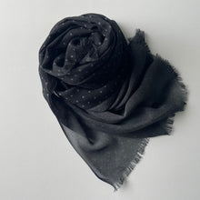 画像をギャラリービューアに読み込む, Silk "double-sided" scarf "SAMEH KOMON & DOTS" black