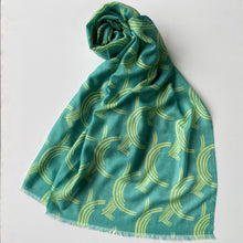 画像をギャラリービューアに読み込む, Silk cashmere stole "HIDARIUMA" green & yellow