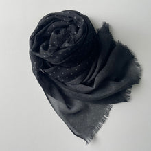 Load image into Gallery viewer, Silk &quot;double-sided&quot; scarf &quot;SAMEH KOMON &amp; DOTS&quot; black
