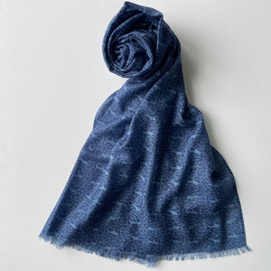 Silk cashmere stole "SHARK" indigo blue