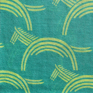 Silk cashmere stole "HIDARIUMA" green & yellow