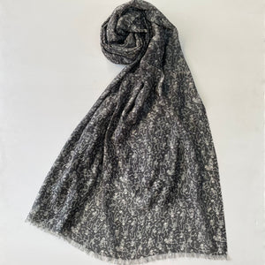 Silk cashmere stole "GAIKOTSU" black