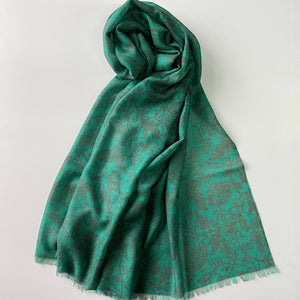 Silk cashmere stole "SARASA" blue green