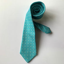 Load image into Gallery viewer, Silk tie &quot;DOTS&quot; peacock blue
